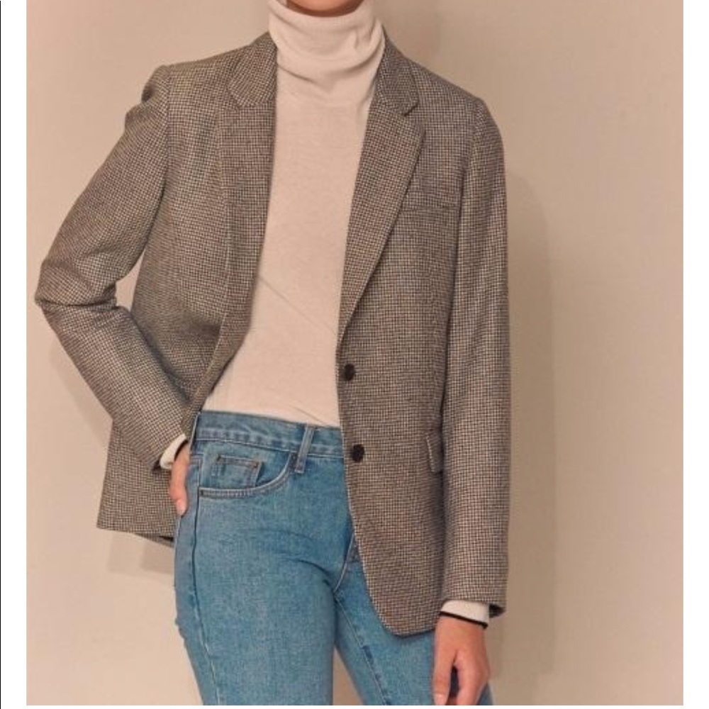 FRONTROW Italian Houndstooth Wool Tailored Blazer